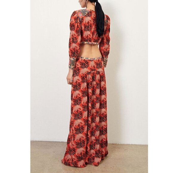 ba&sh Gabriel Cut Out Open Back Floral Print Maxi Dress - Picture 4 of 10